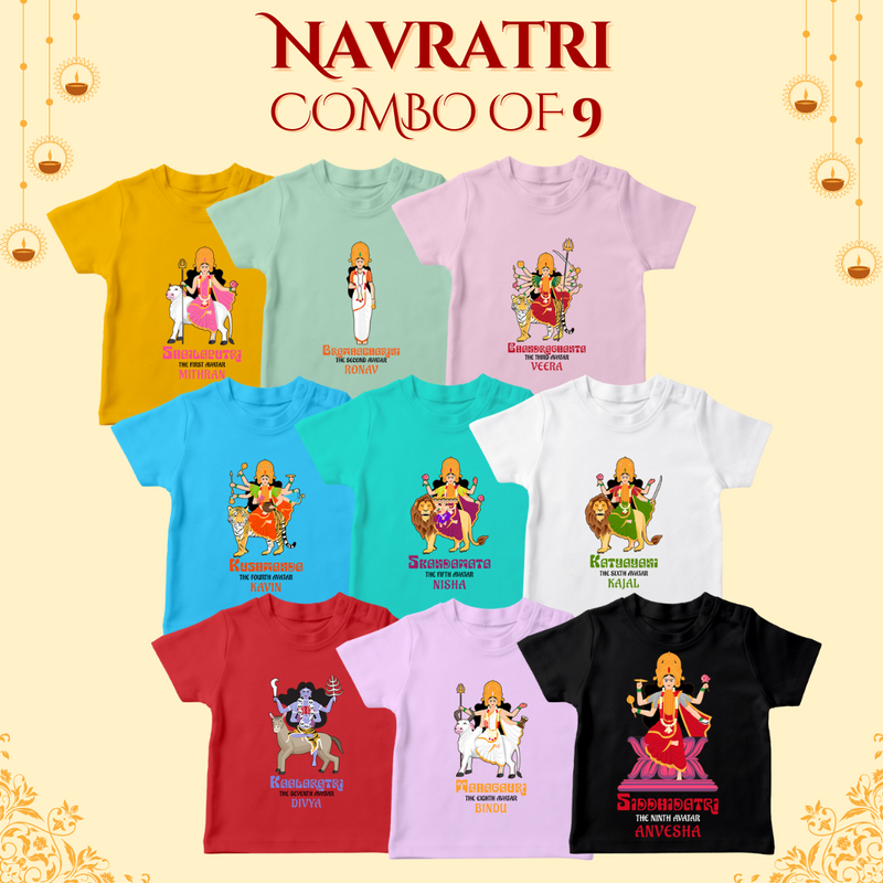 Personalized Navaratri Baby T-Shirt – 9 Gods Combo Pack