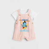 Brave Shiva's Disciple - Shiva Themed Dungaree For Babies - PEACH - 0 - 3 Months Old (Chest 17")