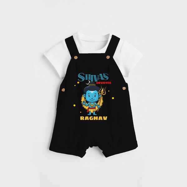 Shiva's Devotee - Shiva Themed Dungaree For Babies - BLACK - 0 - 3 Months Old (Chest 17")