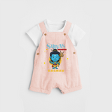 Shiva's Devotee - Shiva Themed Dungaree For Babies - PEACH - 0 - 3 Months Old (Chest 17")