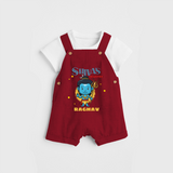 Shiva's Devotee - Shiva Themed Dungaree For Babies - RED - 0 - 3 Months Old (Chest 17")