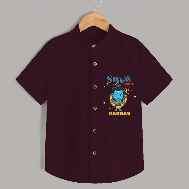 Shiva's Devotee - Shiva Themed Shirt For Babies - MAROON - 0 - 6 Months Old (Chest 21")