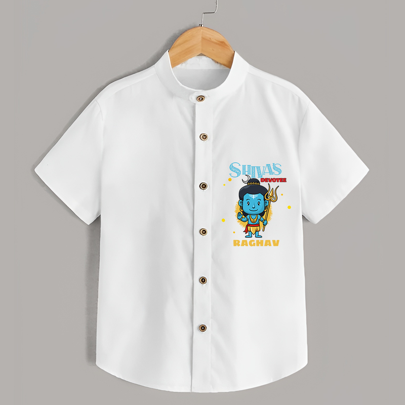Shiva's Devotee - Shiva Themed Shirt For Babies - WHITE - 0 - 6 Months Old (Chest 21")