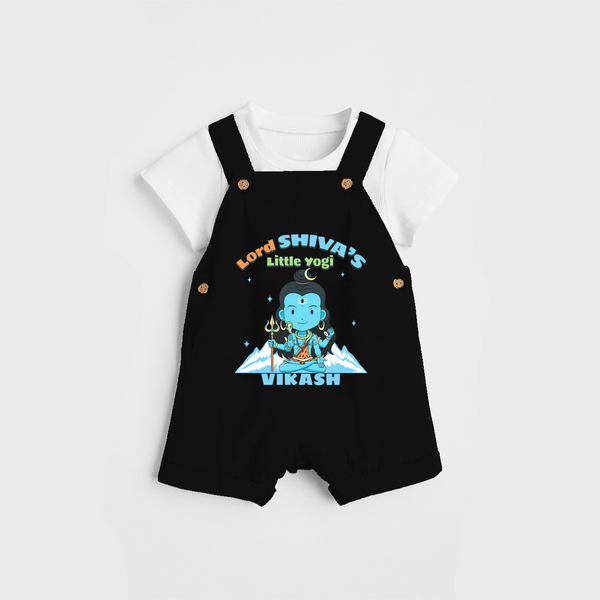 Lord Shiva's Little Yogi - Shiva Themed Dungaree For Babies - BLACK - 0 - 3 Months Old (Chest 17")