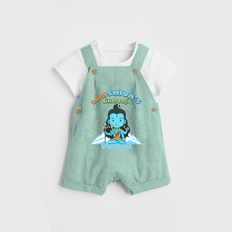 Lord Shiva's Little Yogi - Shiva Themed Dungaree For Babies - LIGHT GREEN - 0 - 3 Months Old (Chest 17")