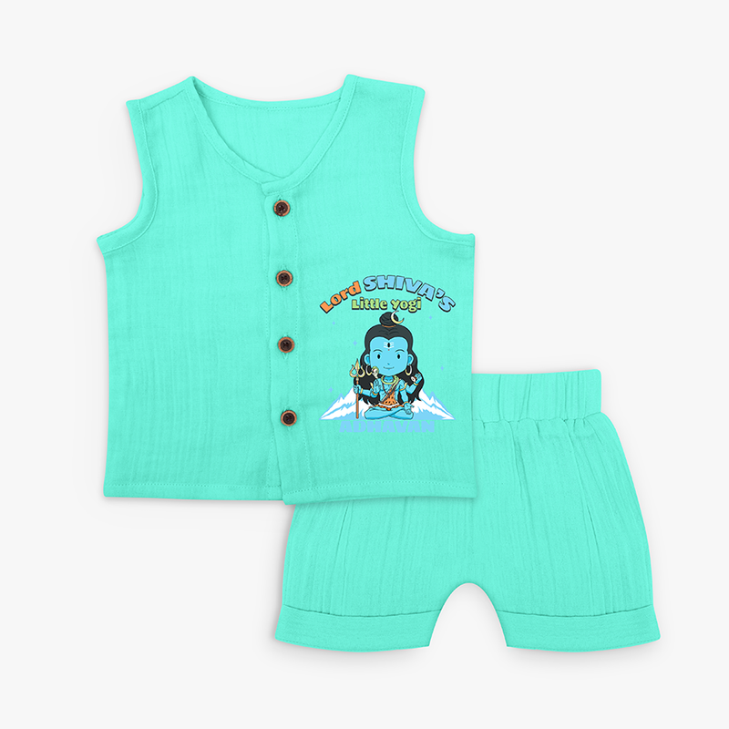 Lord Shiva's Little Yogi - Cute Newborn Jabla set - AQUA GREEN - 0 - 3 Months Old (Chest 9.8")