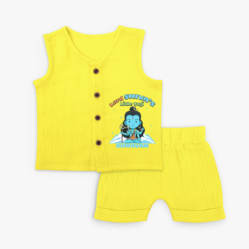 Lord Shiva's Little Yogi - Cute Newborn Jabla set - YELLOW - 0 - 3 Months Old (Chest 9.8")