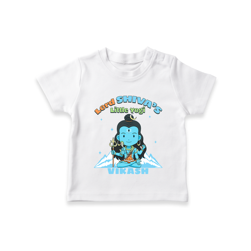 Lord Shiva's Little Yogi - Shiva Themed T-Shirt For Babies - WHITE - 0 - 5 Months Old (Chest 17")