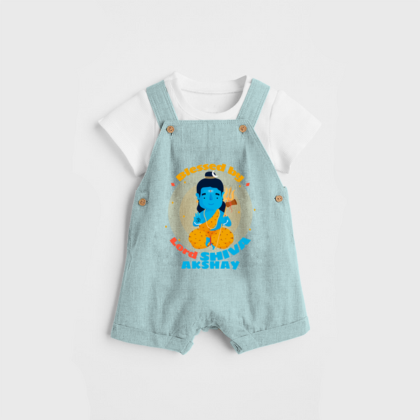 Blessed By Lord Shiva - Shiva Themed Dungaree For Babies - ARCTIC BLUE - 0 - 3 Months Old (Chest 17")