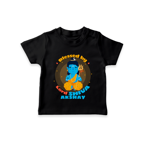 Blessed By Lord Shiva - Shiva Themed T-Shirt For Babies - BLACK - 0 - 5 Months Old (Chest 17")