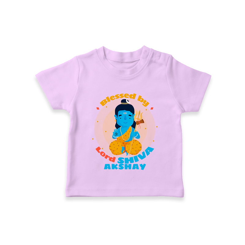 Blessed By Lord Shiva - Shiva Themed T-Shirt For Babies - LILAC - 0 - 5 Months Old (Chest 17")