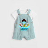 Cutest Shiv Bhakt - Shiva Themed Dungaree For Babies - ARCTIC BLUE - 0 - 3 Months Old (Chest 17")