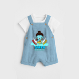 Cutest Shiv Bhakt - Shiva Themed Dungaree For Babies - SKY BLUE - 0 - 3 Months Old (Chest 17")