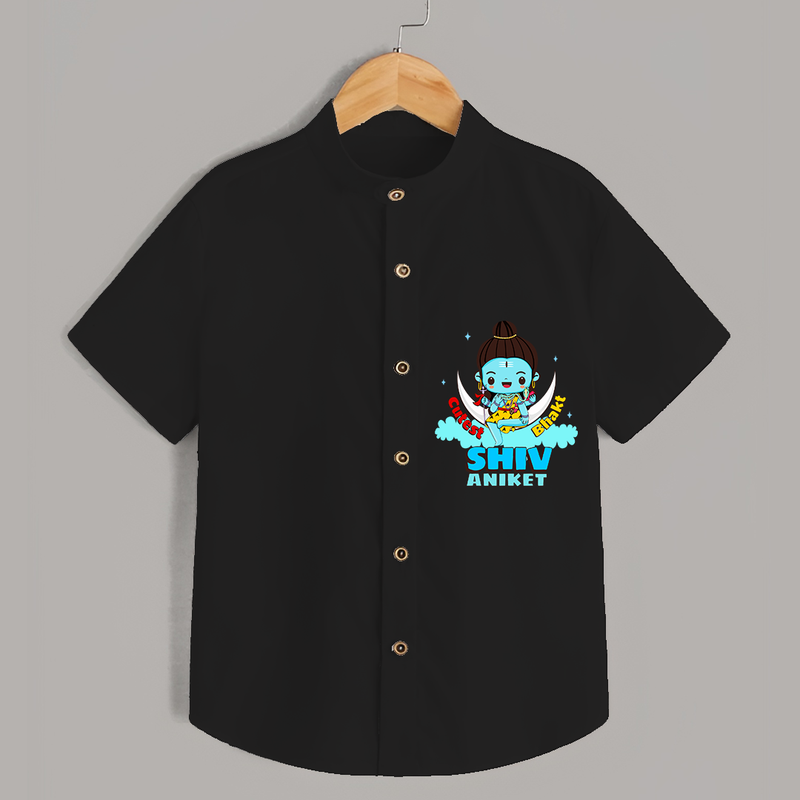 Cutest Shiv Bhakt - Shiva Themed Shirt For Babies - BLACK - 0 - 6 Months Old (Chest 21")