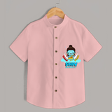 Cutest Shiv Bhakt - Shiva Themed Shirt For Babies - PEACH - 0 - 6 Months Old (Chest 21")