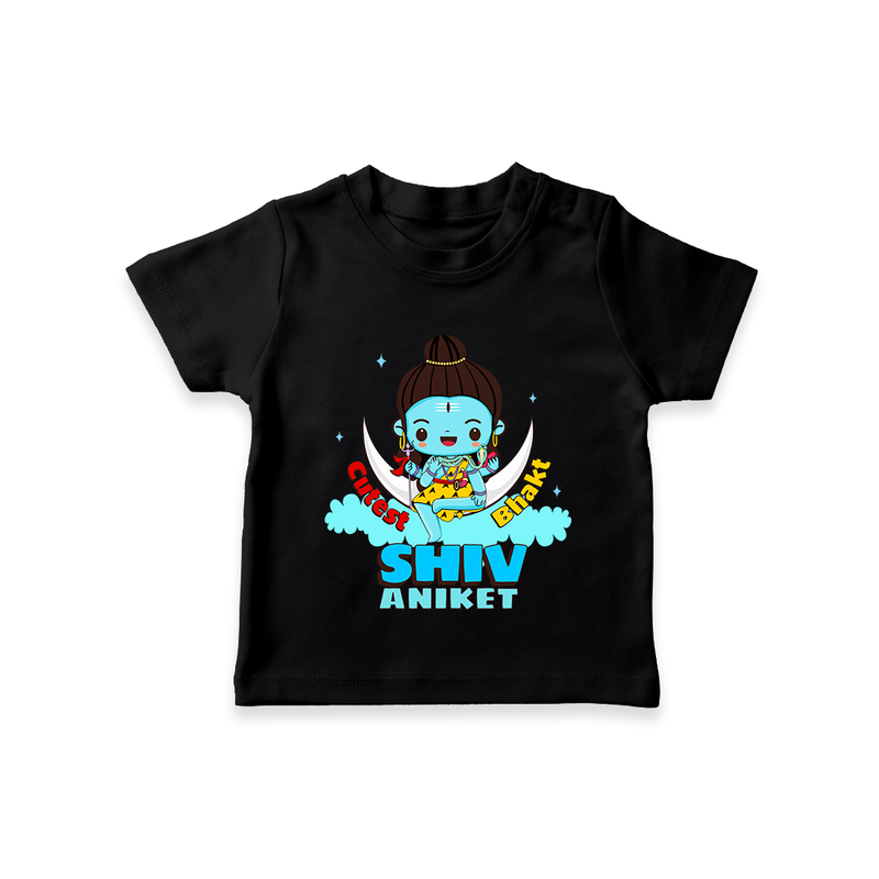 Cutest Shiv Bhakt - Shiva Themed T-Shirt For Babies - BLACK - 0 - 5 Months Old (Chest 17")