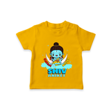 Cutest Shiv Bhakt - Shiva Themed T-Shirt For Babies - CHROME YELLOW - 0 - 5 Months Old (Chest 17")