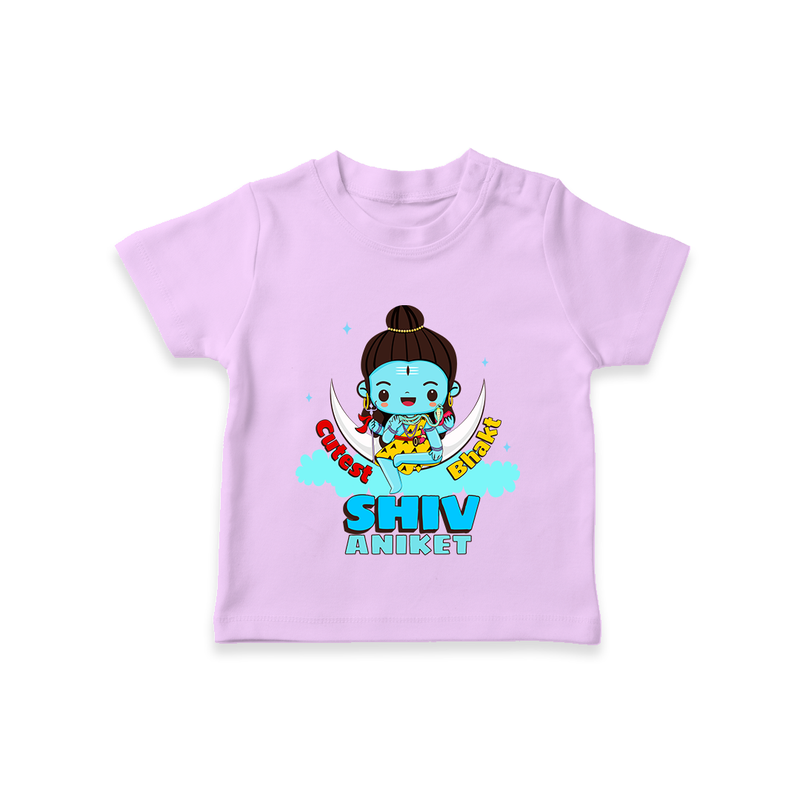 Cutest Shiv Bhakt - Shiva Themed T-Shirt For Babies - LILAC - 0 - 5 Months Old (Chest 17")