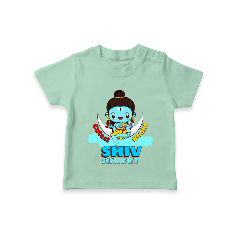 Cutest Shiv Bhakt - Shiva Themed T-Shirt For Babies - MINT GREEN - 0 - 5 Months Old (Chest 17")