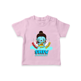 Cutest Shiv Bhakt - Shiva Themed T-Shirt For Babies - PINK - 0 - 5 Months Old (Chest 17")