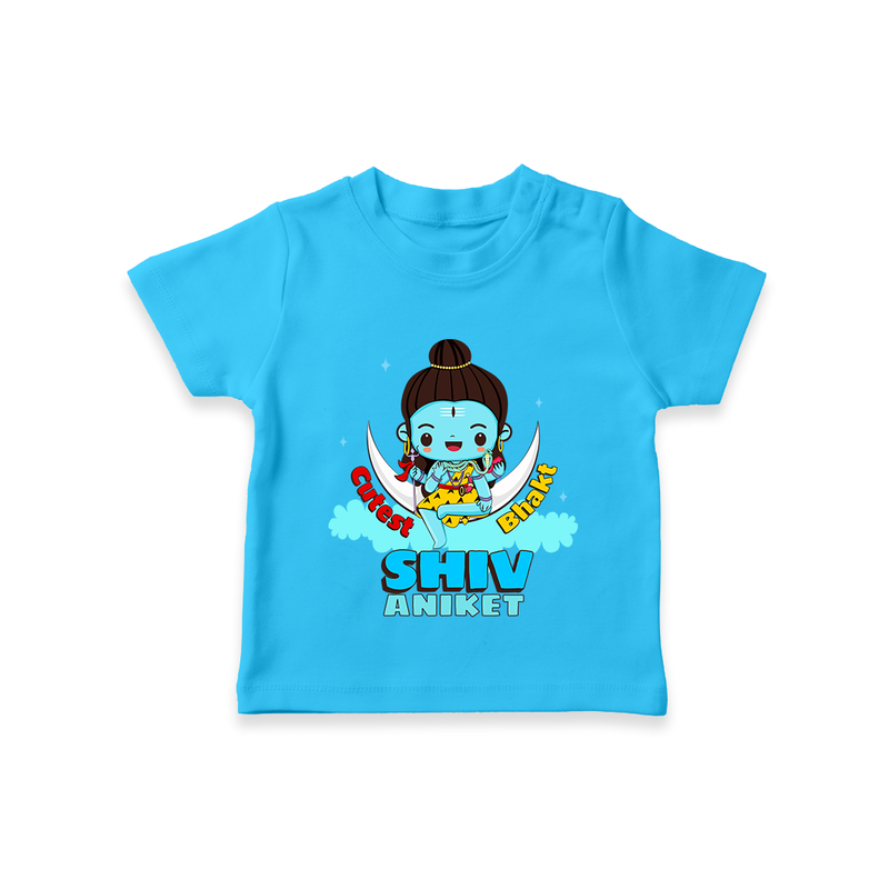 Cutest Shiv Bhakt - Shiva Themed T-Shirt For Babies - SKY BLUE - 0 - 5 Months Old (Chest 17")