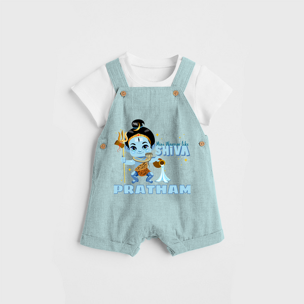 Mini Warrior Like Shiva - Shiva Themed Dungaree For Babies - ARCTIC BLUE - 0 - 3 Months Old (Chest 17")