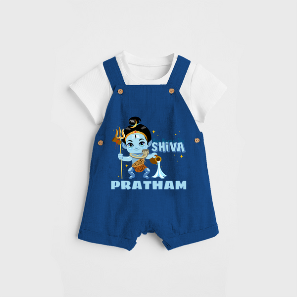 Mini Warrior Like Shiva - Shiva Themed Dungaree For Babies - COBALT BLUE - 0 - 3 Months Old (Chest 17")