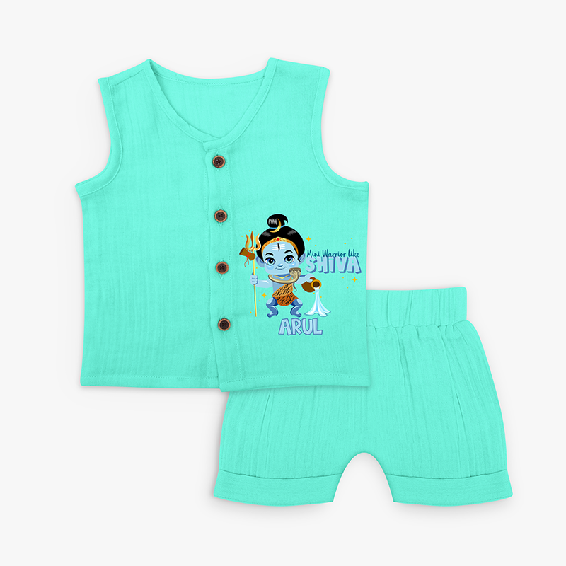 Mini Warrior Like Shiva - Cute Newborn Jabla set - AQUA GREEN - 0 - 3 Months Old (Chest 9.8")