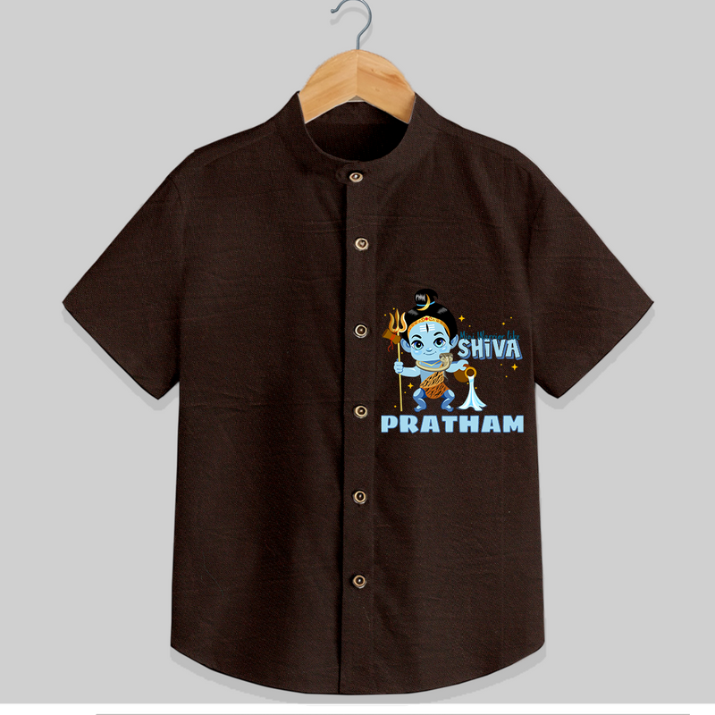 Mini Warrior Like Shiva - Shiva Themed Shirt For Babies - CHOCOLATE BROWN - 0 - 6 Months Old (Chest 21")