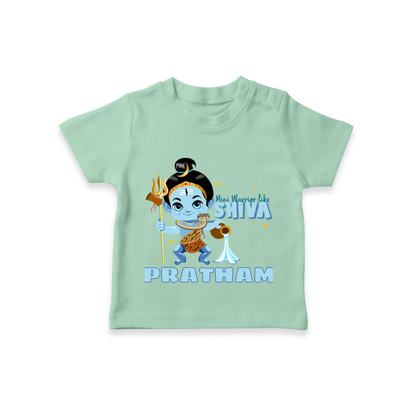 Mini Warrior Like Shiva - Shiva Themed T-Shirt For Babies - MINT GREEN - 0 - 5 Months Old (Chest 17")