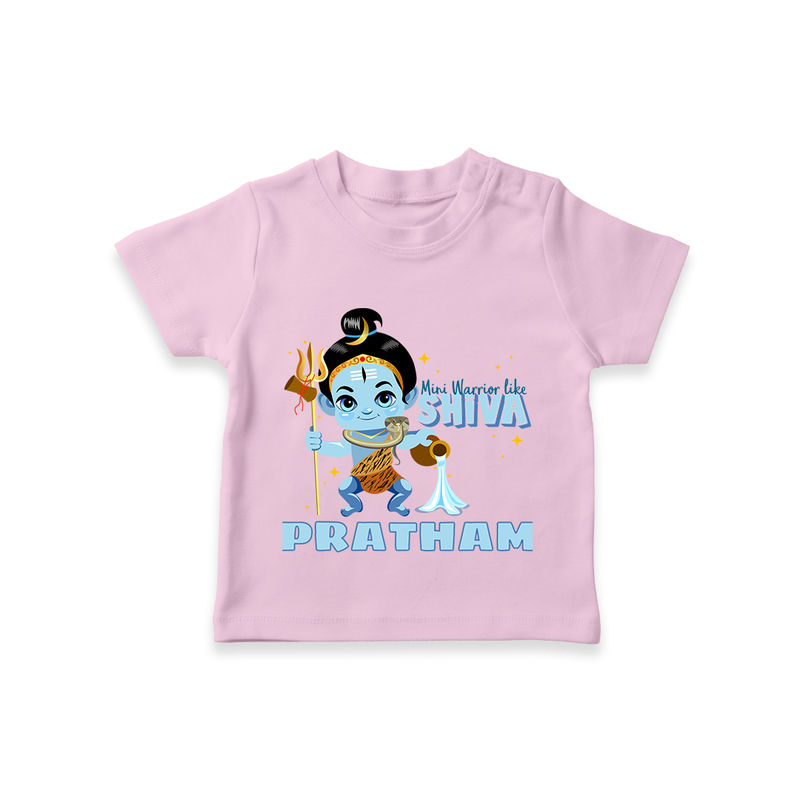 Mini Warrior Like Shiva - Shiva Themed T-Shirt For Babies - PINK - 0 - 5 Months Old (Chest 17")