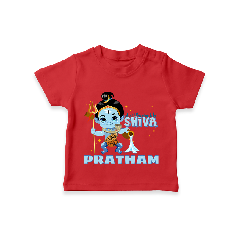 Mini Warrior Like Shiva - Shiva Themed T-Shirt For Babies - RED - 0 - 5 Months Old (Chest 17")