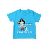 Mini Warrior Like Shiva - Shiva Themed T-Shirt For Babies - SKY BLUE - 0 - 5 Months Old (Chest 17")