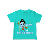 Mini Warrior Like Shiva - Shiva Themed T-Shirt For Babies - TEAL - 0 - 5 Months Old (Chest 17")