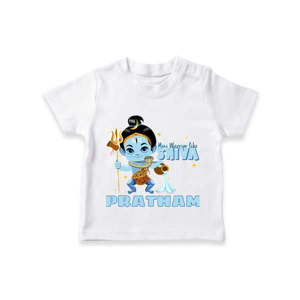 Mini Warrior Like Shiva - Shiva Themed T-Shirt For Babies - WHITE - 0 - 5 Months Old (Chest 17")