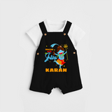 Dancing With My Shiva - Shiva Themed Dungaree For Babies - BLACK - 0 - 3 Months Old (Chest 17")