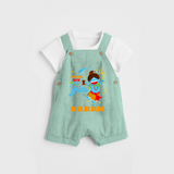 Dancing With My Shiva - Shiva Themed Dungaree For Babies - LIGHT GREEN - 0 - 3 Months Old (Chest 17")