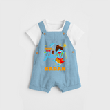 Dancing With My Shiva - Shiva Themed Dungaree For Babies - SKY BLUE - 0 - 3 Months Old (Chest 17")