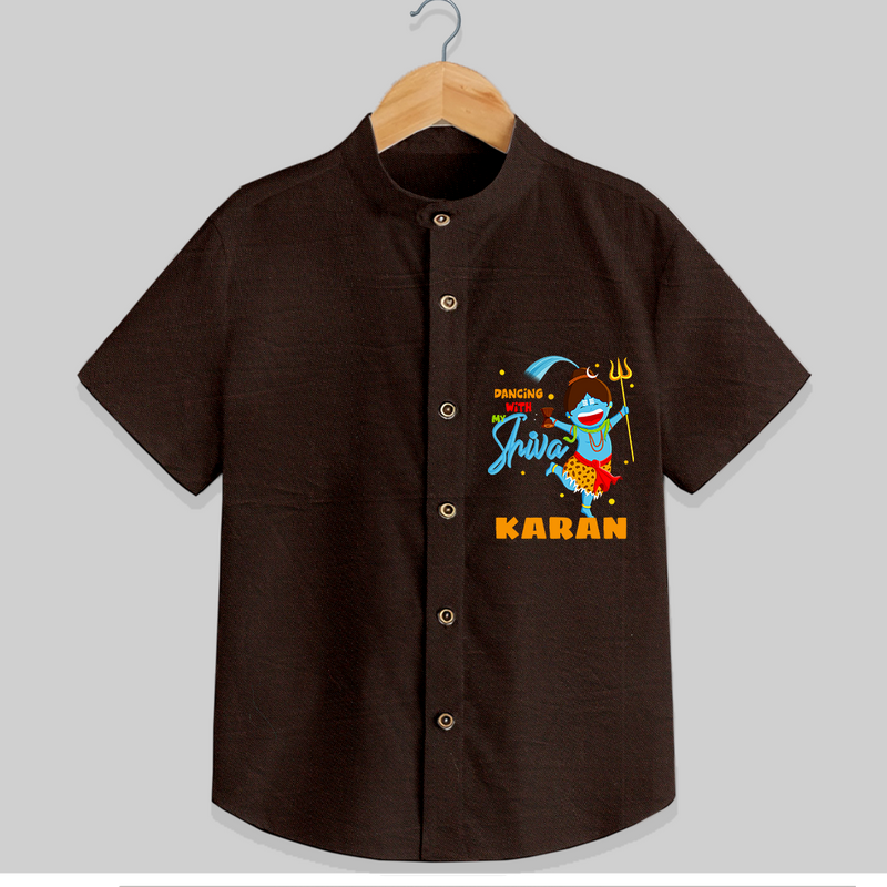 Dancing With My Shiva - Shiva Themed Shirt For Babies - CHOCOLATE BROWN - 0 - 6 Months Old (Chest 21")