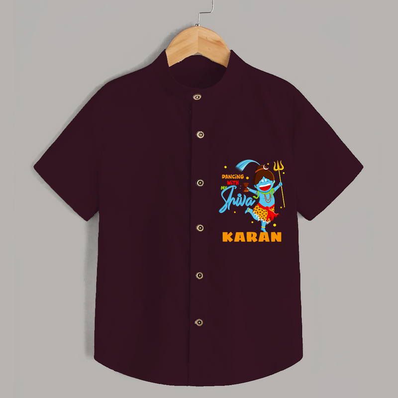 Dancing With My Shiva - Shiva Themed Shirt For Babies - MAROON - 0 - 6 Months Old (Chest 21")