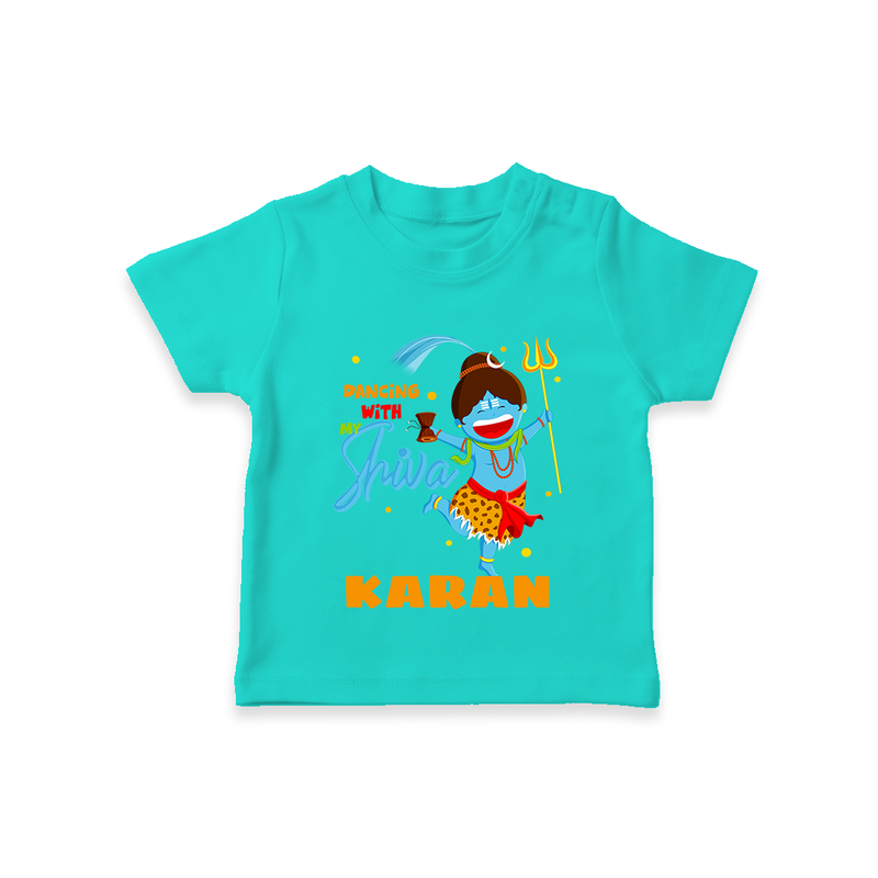 Dancing With My Shiva - Shiva Themed T-Shirt For Babies - TEAL - 0 - 5 Months Old (Chest 17")