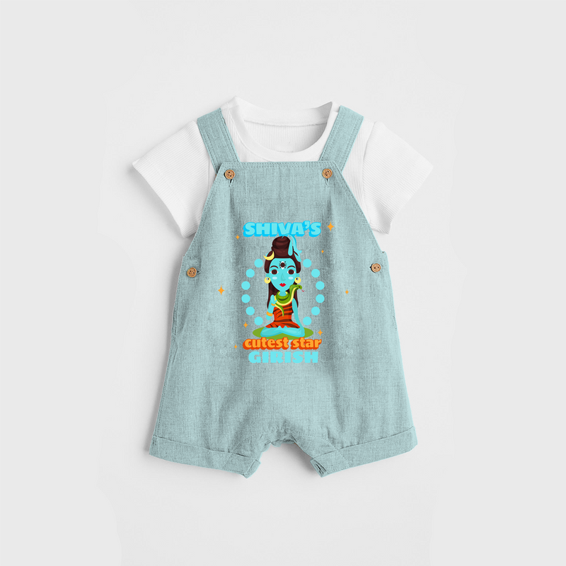 Shiva's Cutest Star - Shiva Themed Dungaree For Babies - ARCTIC BLUE - 0 - 3 Months Old (Chest 17")