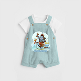 Bam Bam Bhole - Shiva Themed Dungaree For Babies - ARCTIC BLUE - 0 - 3 Months Old (Chest 17")