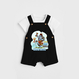 Bam Bam Bhole - Shiva Themed Dungaree For Babies - BLACK - 0 - 3 Months Old (Chest 17")