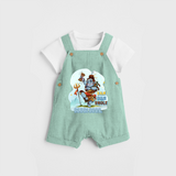 Bam Bam Bhole - Shiva Themed Dungaree For Babies - LIGHT GREEN - 0 - 3 Months Old (Chest 17")