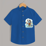 Bam Bam Bhole - Shiva Themed Shirt For Babies - COBALT BLUE - 0 - 6 Months Old (Chest 21")