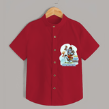 Bam Bam Bhole - Shiva Themed Shirt For Babies - RED - 0 - 6 Months Old (Chest 21")