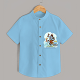 Bam Bam Bhole - Shiva Themed Shirt For Babies - SKY BLUE - 0 - 6 Months Old (Chest 21")