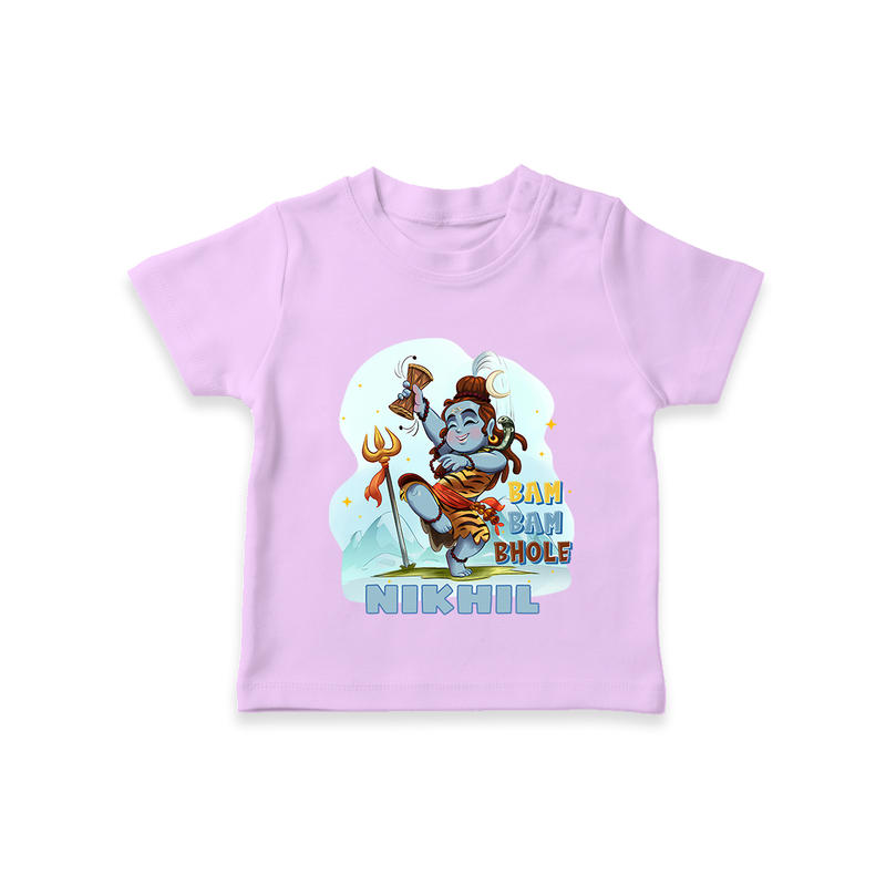 Bam Bam Bhole - Shiva Themed T-Shirt For Babies - LILAC - 0 - 5 Months Old (Chest 17")