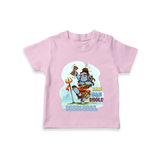 Bam Bam Bhole - Shiva Themed T-Shirt For Babies - PINK - 0 - 5 Months Old (Chest 17")